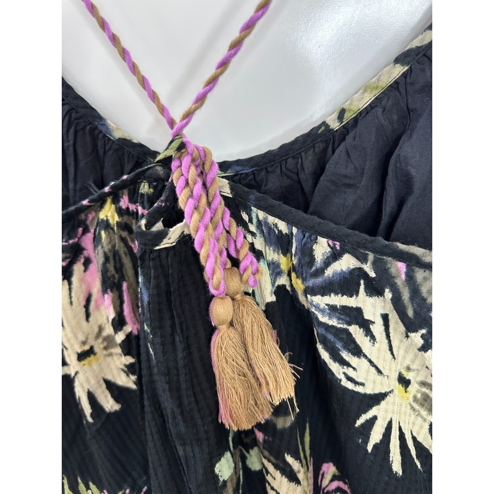 NEW Scotch & Soda Floral Tiered Maxi Dress Black Pink Tassels Pockets 38 US M 8 - Picture 11 of 16